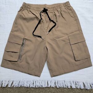 Cargo Khaki Multi Pocket Shorts -F